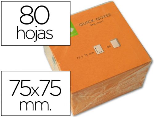 Bloco de notas adesivas q-connect laranja fluorescente 76 x 76 mm com 80 folhas , Q-connect , 29131 , 5705831105171